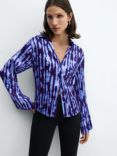 Mango Bouquet Shirred Shirt, Medium Blue