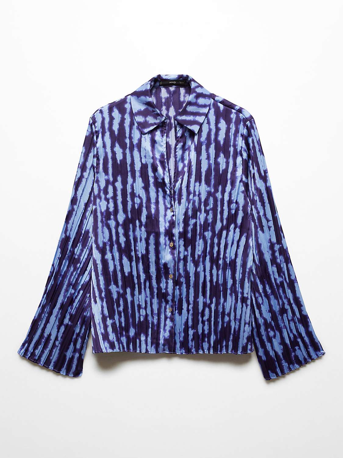 Buy Mango Bouquet Shirred Shirt, Medium Blue Online at johnlewis.com