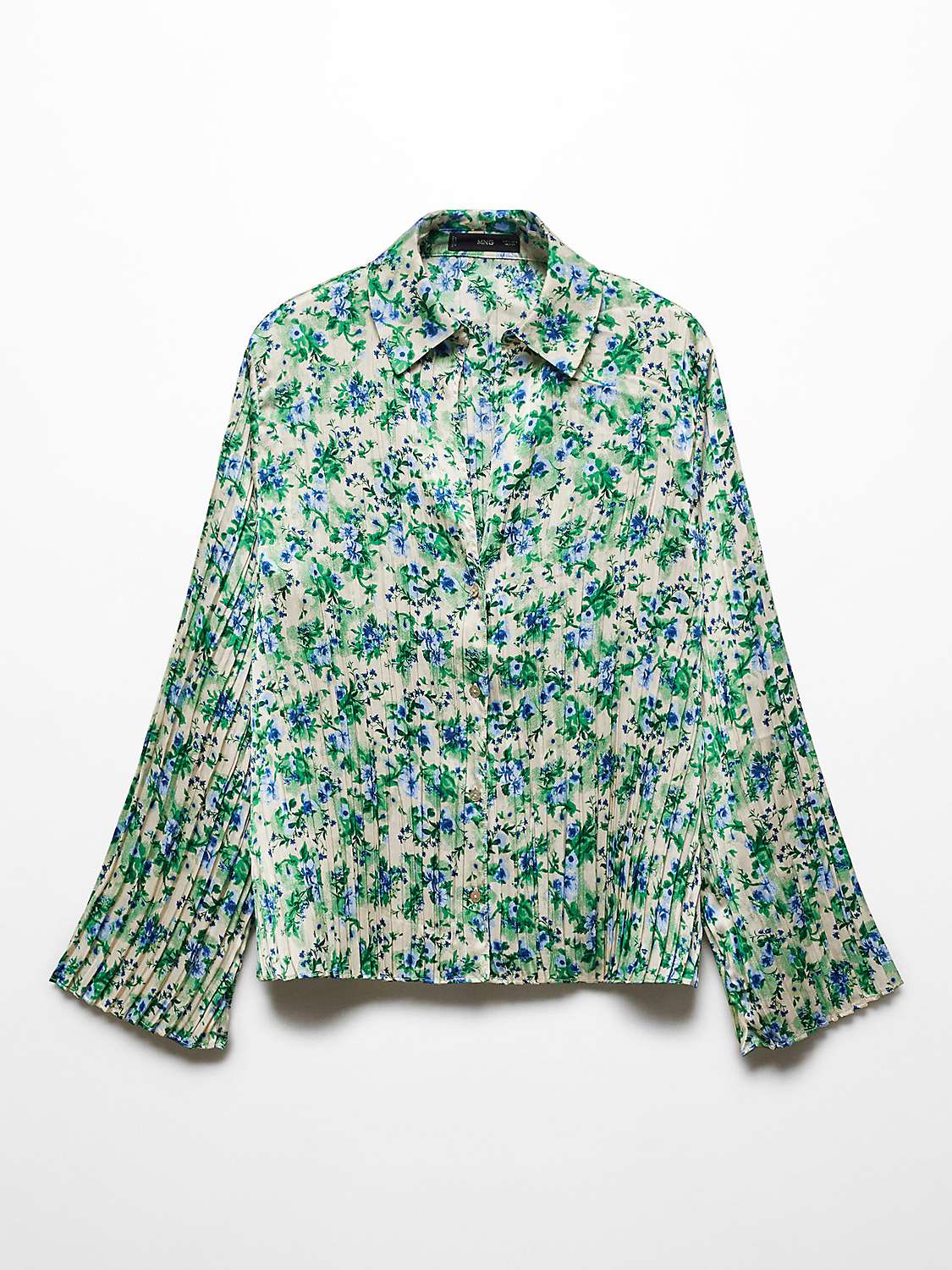 Buy Mango Floral Print Shirred Shirt, Ivory/Multi Online at johnlewis.com