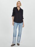 Mango Samara Linen Shirt, Black