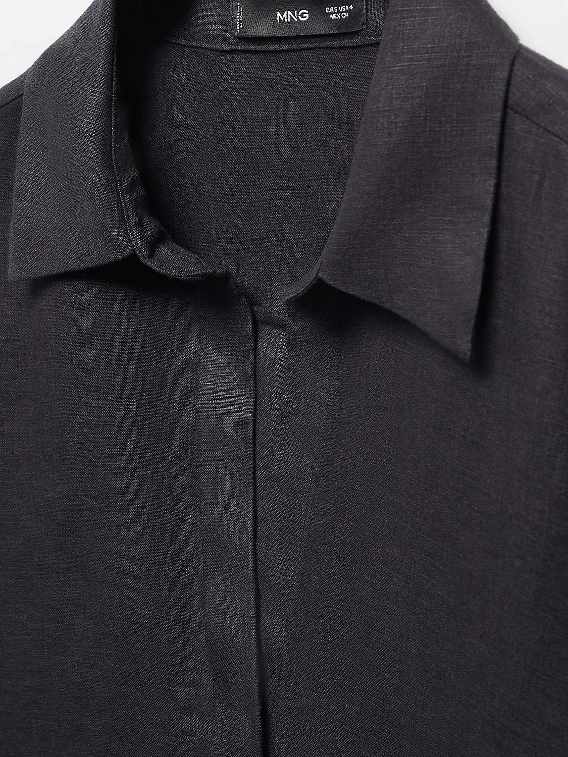 Buy Mango Samara Linen Shirt, Black Online at johnlewis.com