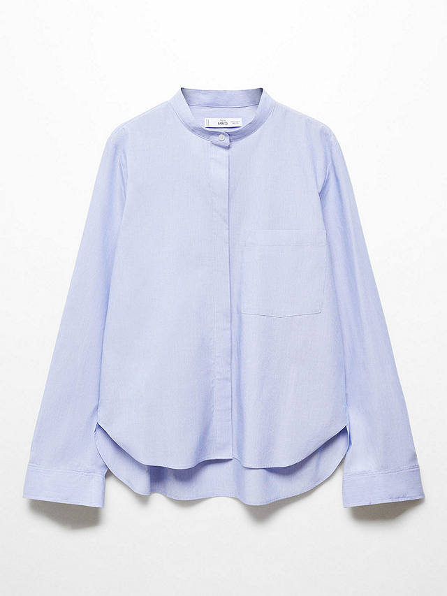 Mango Lucas Cotton Poplin Shirt, Medium Blue