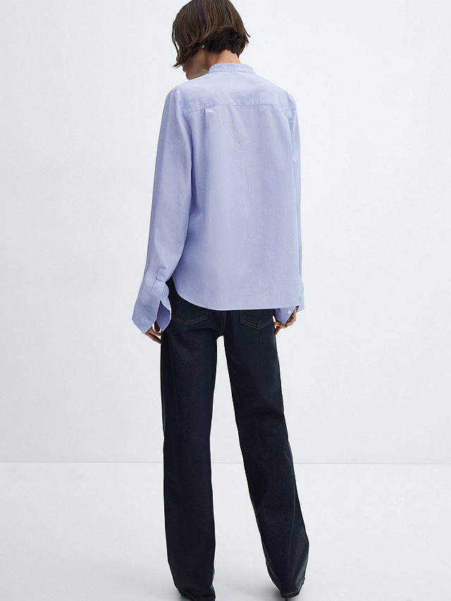 Mango Lucas Cotton Poplin Shirt, Medium Blue