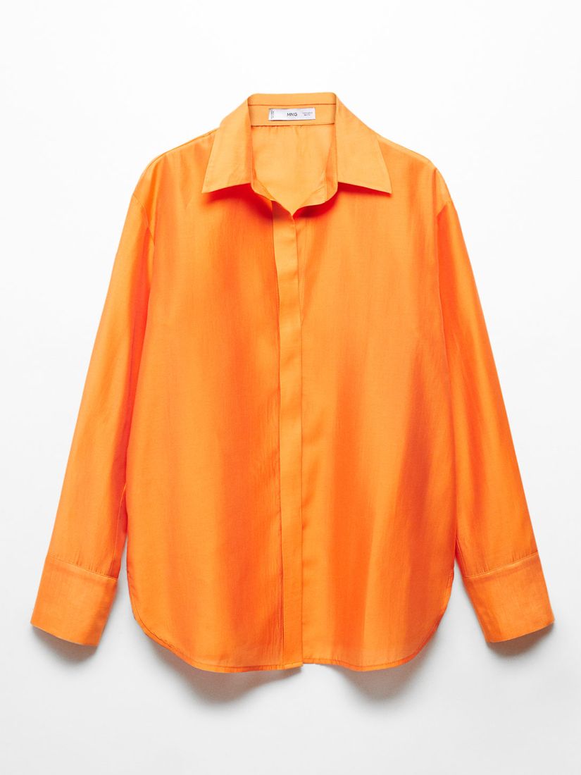 Mango Malva Concealed Button Shirt, Orange, 10