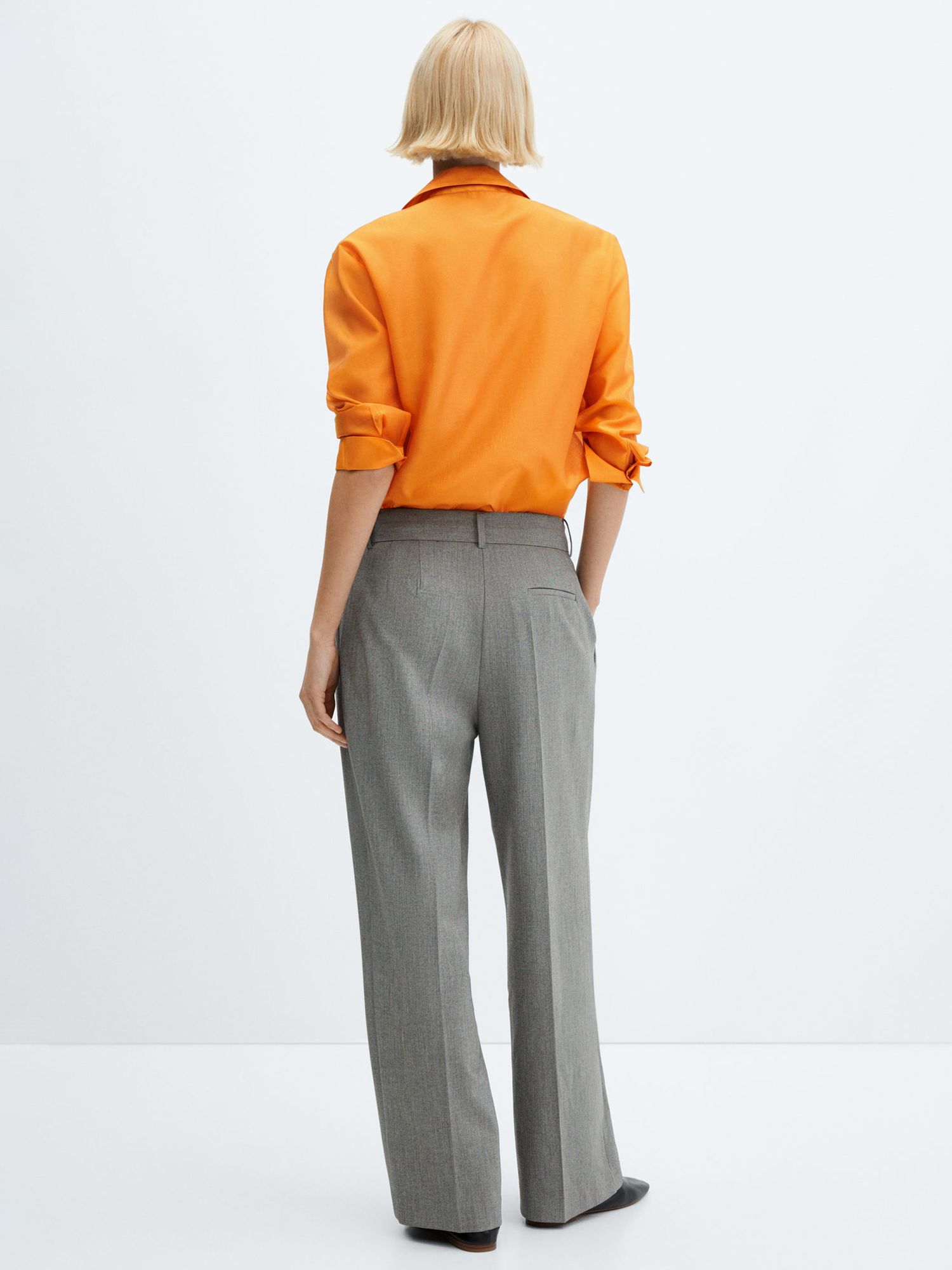 Mango Malva Concealed Button Shirt, Orange, 10