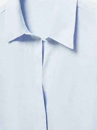 Mango Samara Linen Shirt, Pastel Blue