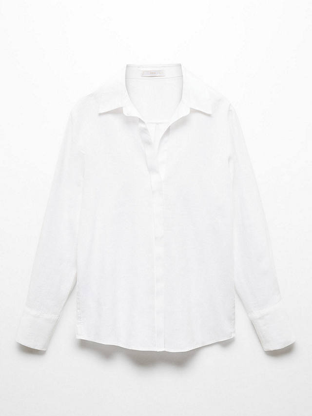Mango Samara Linen Shirt, White