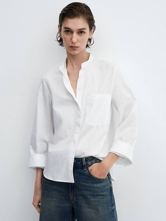Mango Lucas Cotton Poplin Shirt, Natural White