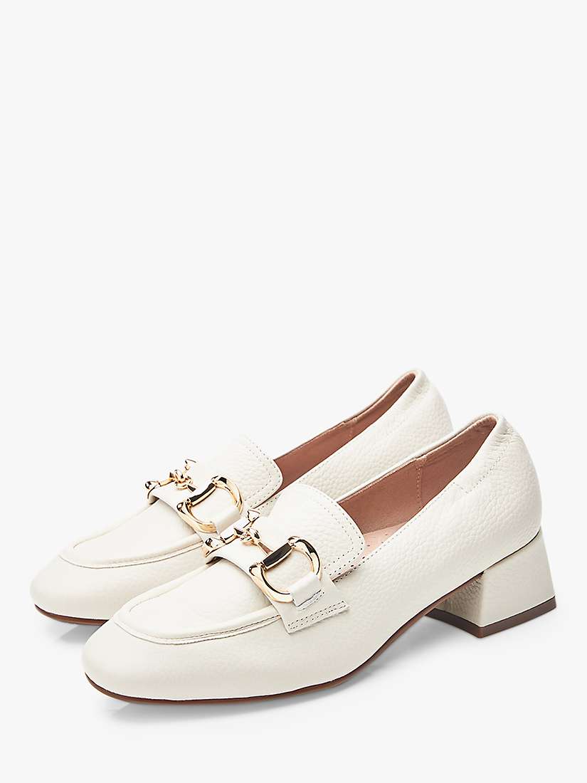 Buy Moda in Pelle Fenet Block Heel Leather Court Shoes, Off White Online at johnlewis.com