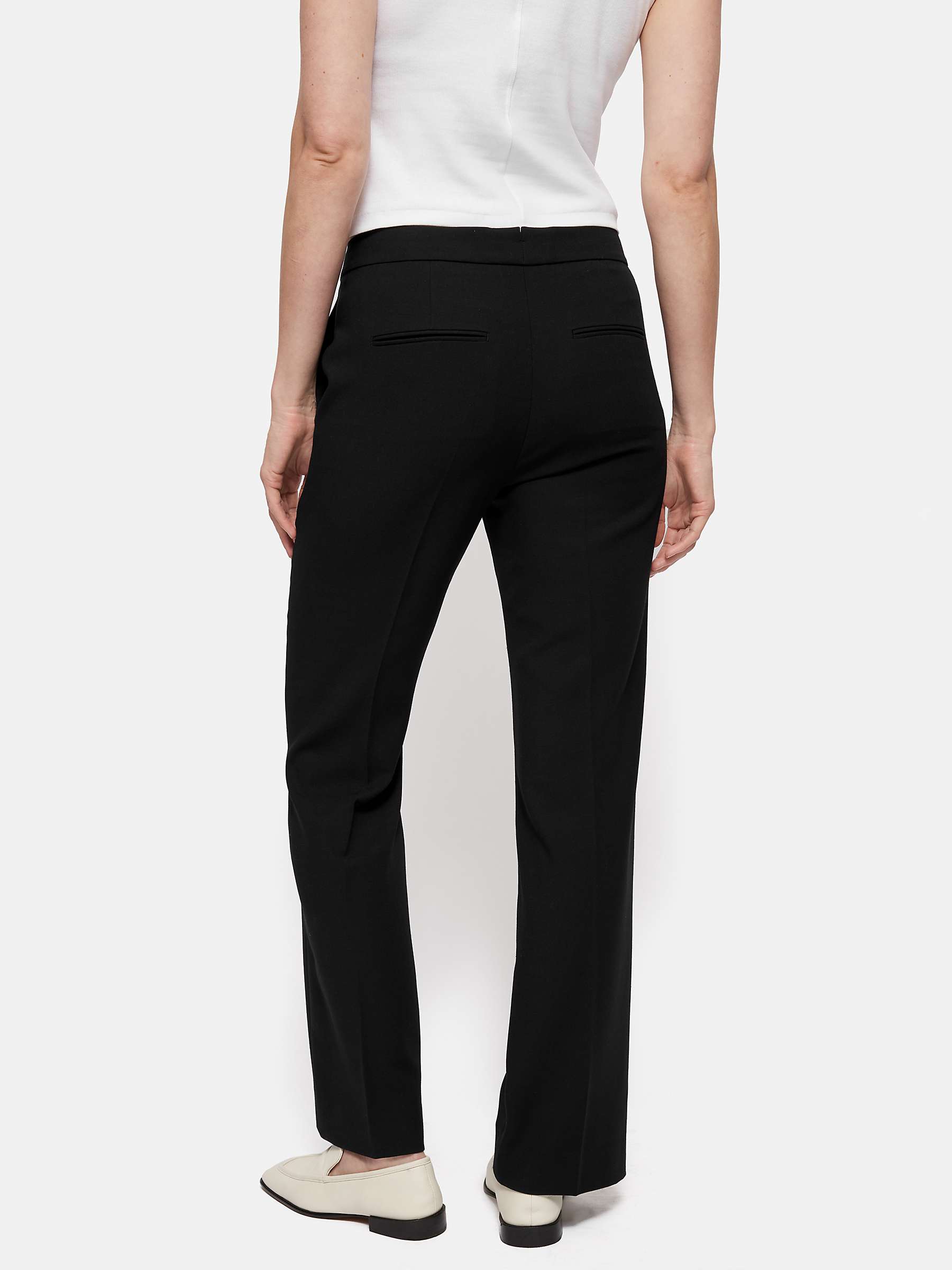 Buy Jigsaw Petite Mason Fluid Twill Kick Flare Trousers, Black Online at johnlewis.com