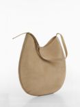 Mango Romeo Leather Shoulder Bag, Light Beige