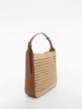 Mango Valeta Textured Sack Bag, Medium Brown