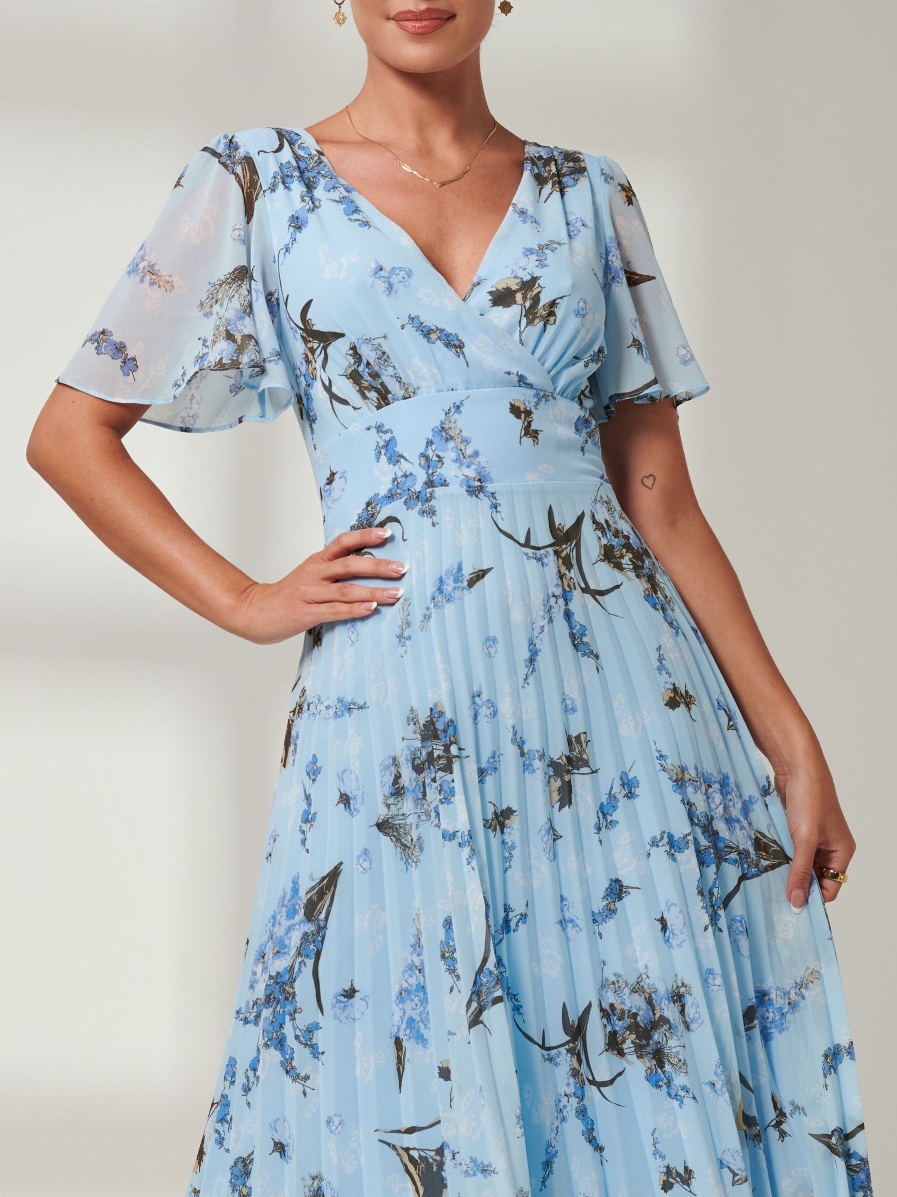 Buy Jolie Moi Vanya Chiffon Maxi Dress, Blue/Multi Online at johnlewis.com