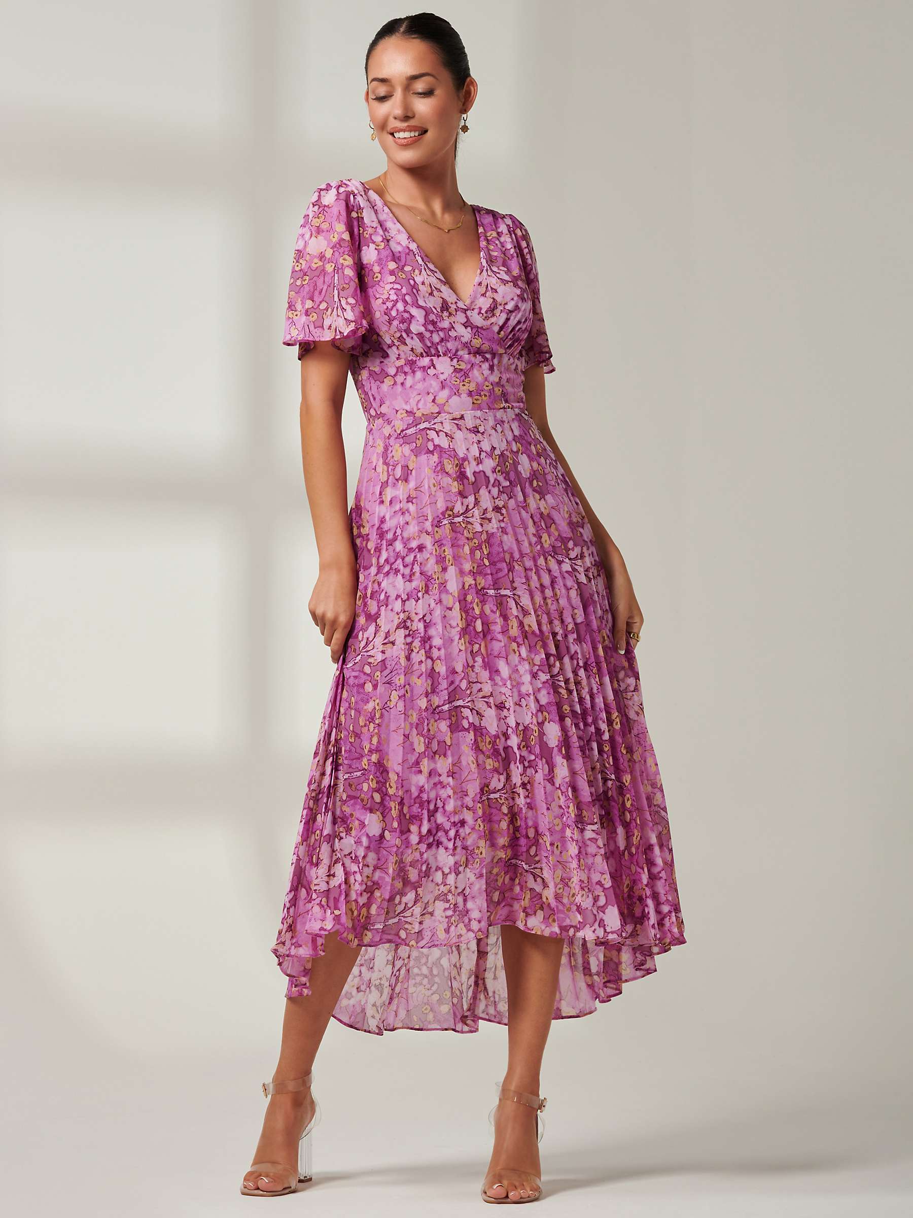 Buy Jolie Moi Vanya Chiffon Maxi Dress, Purple/Multi Online at johnlewis.com