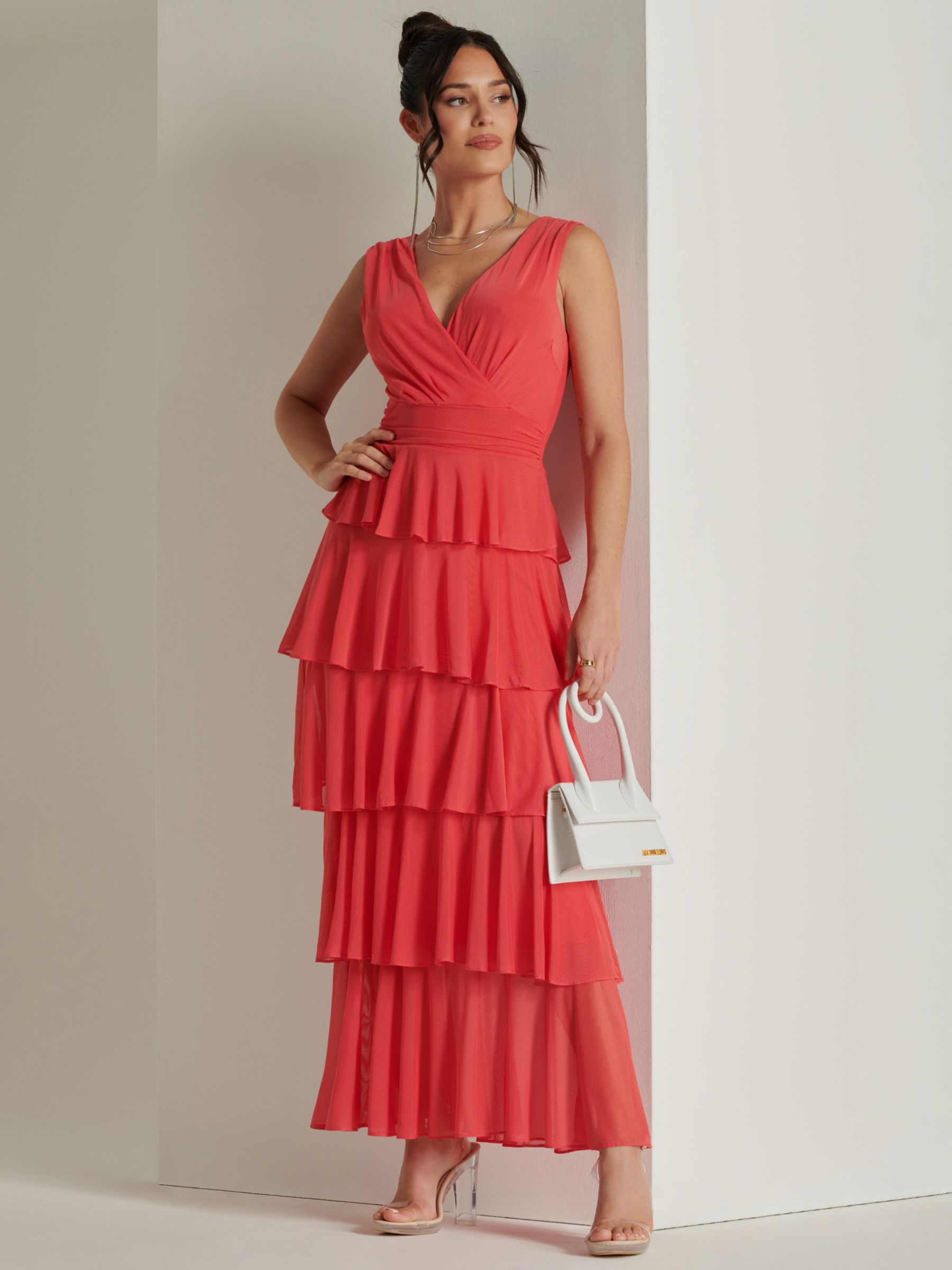 Buy Jolie Moi Mesh Maxi Dress, Red Online at johnlewis.com