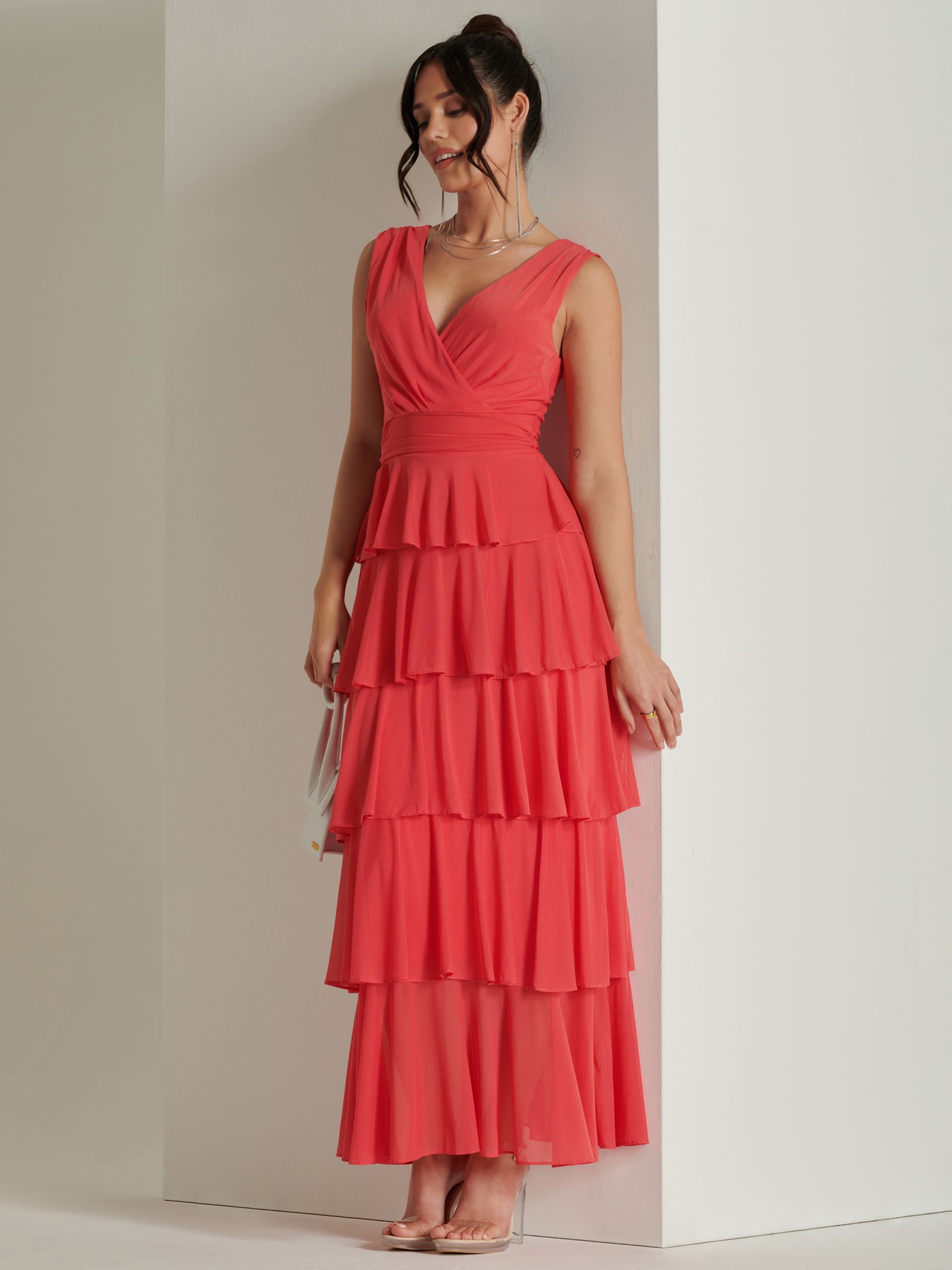Buy Jolie Moi Mesh Maxi Dress, Red Online at johnlewis.com