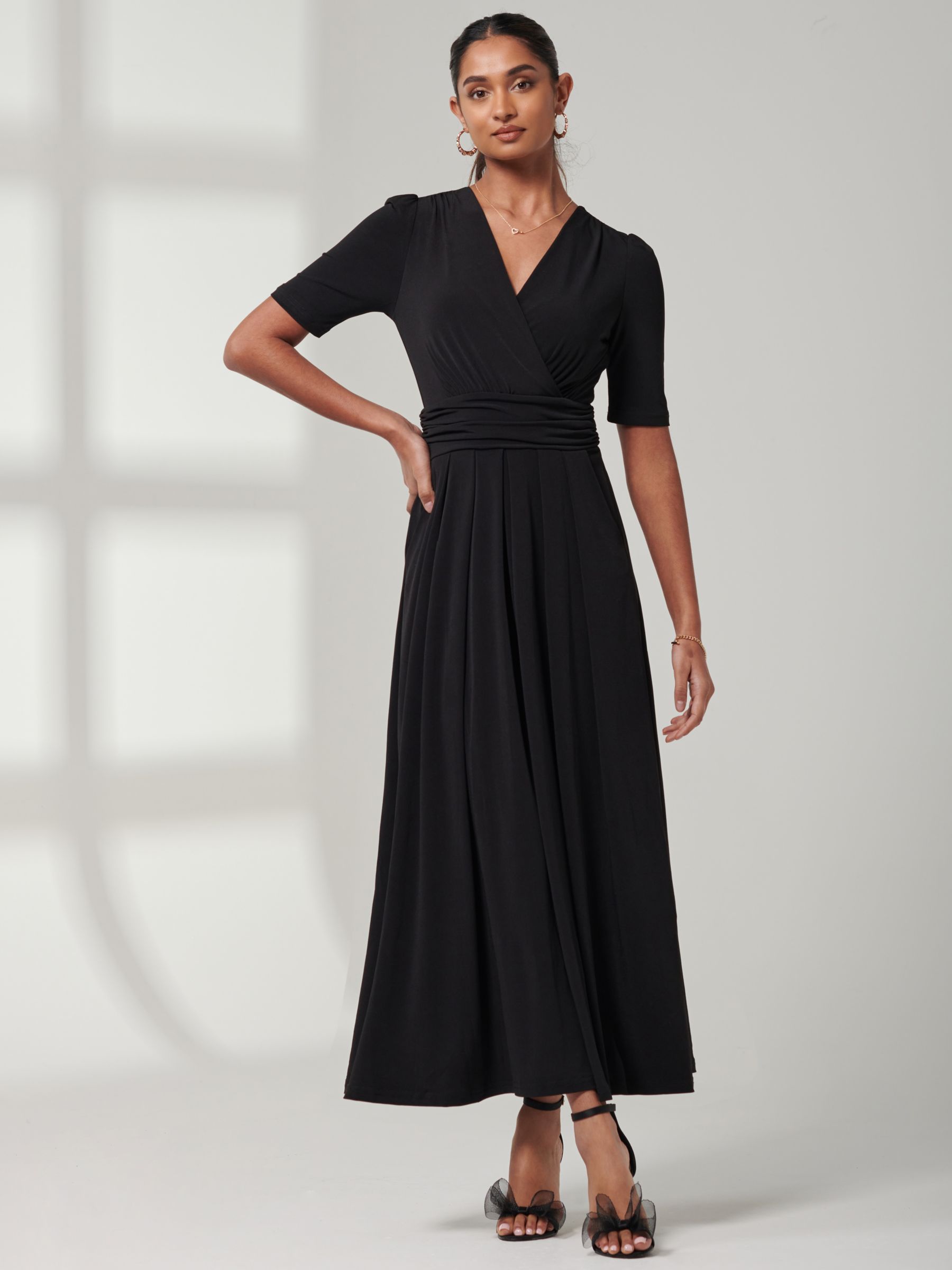 Jolie Moi Jersey V-Neck Maxi Dress, Black, 8