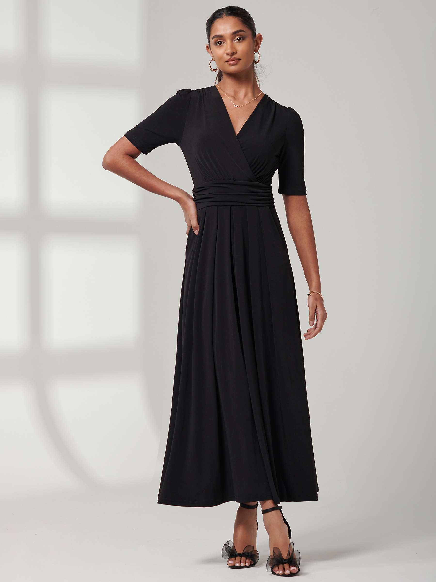 Buy Jolie Moi Jersey V-Neck Maxi Dress, Black Online at johnlewis.com