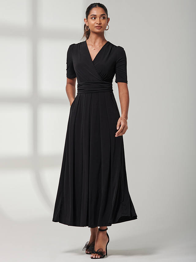 Jolie Moi Jersey V-Neck Maxi Dress, Black