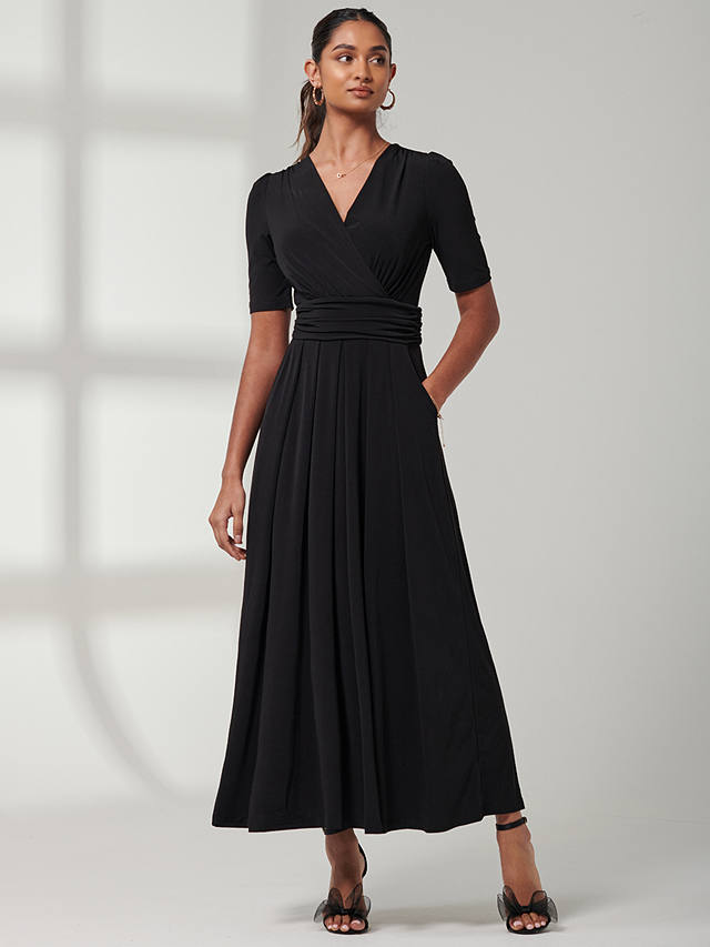 Jolie Moi Jersey V-Neck Maxi Dress, Black