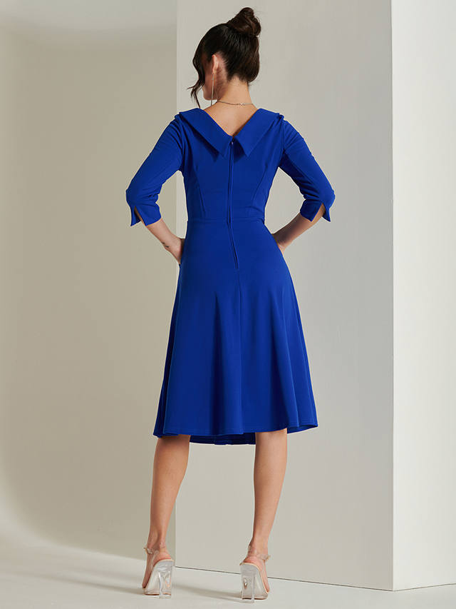 Jolie Moi Fold Neck Midi Dress, Royal Blue