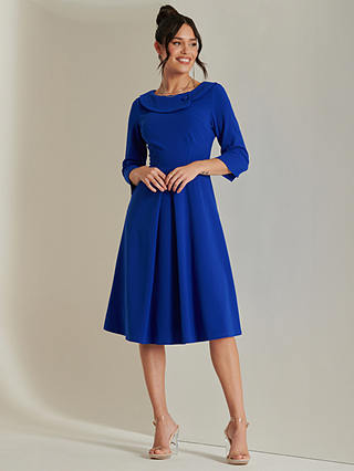Jolie Moi Fold Neck Midi Dress, Royal Blue