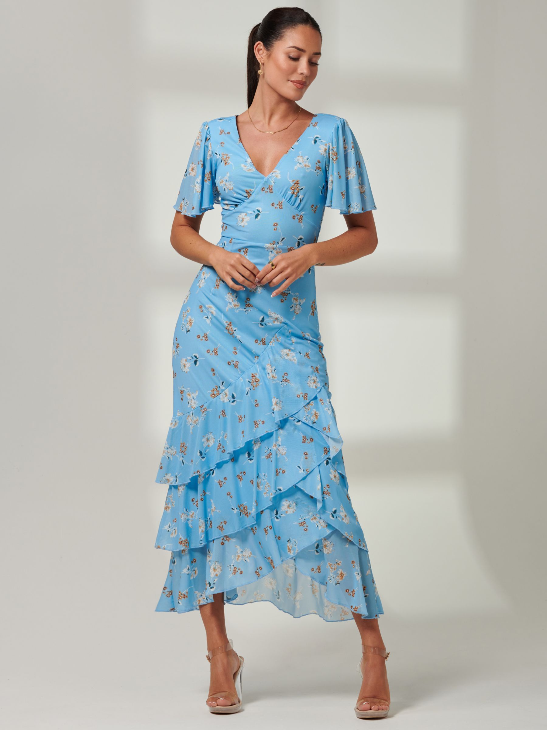 Buy Jolie Moi Daleysa Mesh Maxi Dress, Blue Floral Online at johnlewis.com