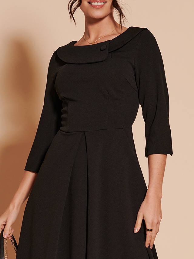 Jolie Moi Fold Neck Midi Dress, Black