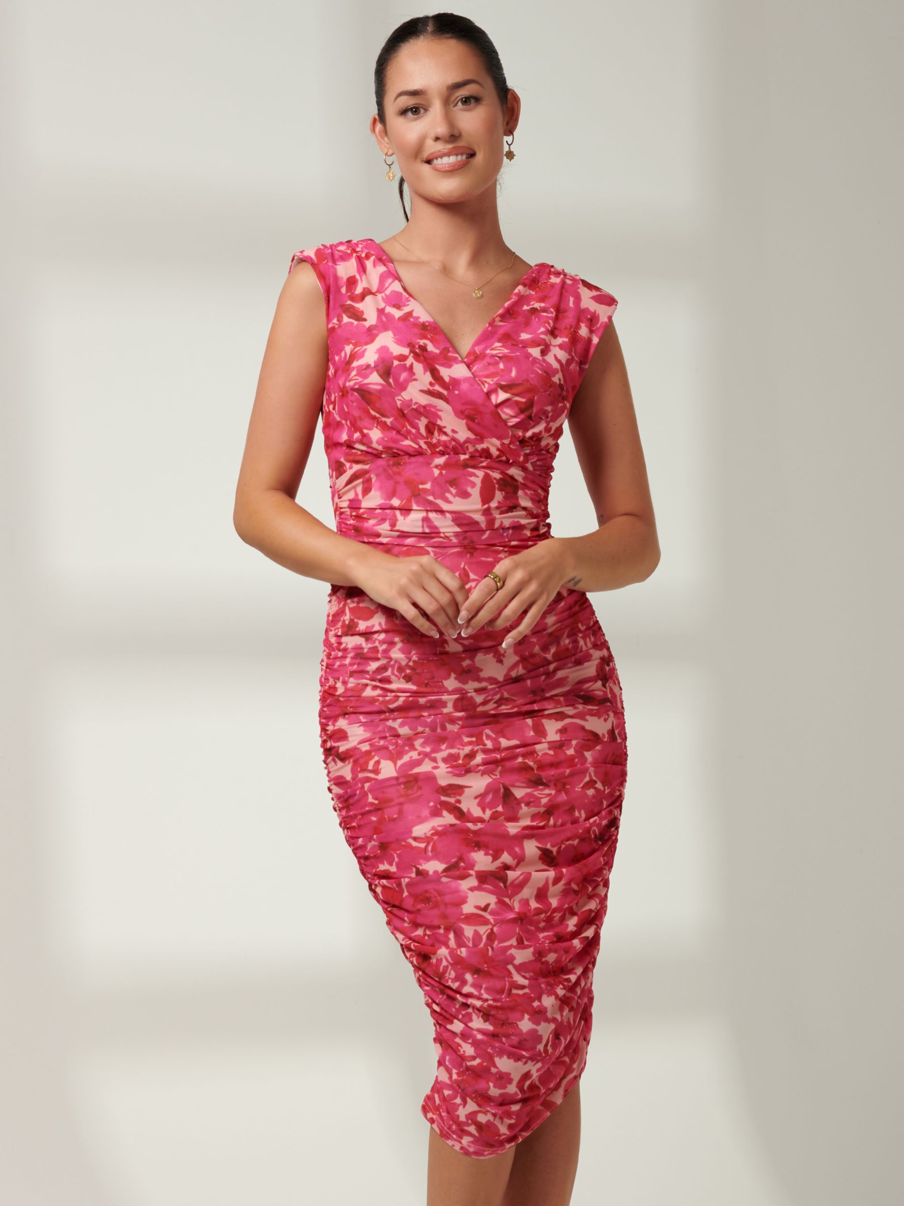 Buy Jolie Moi Pamela Bodycon Dress, Pink Multi Online at johnlewis.com