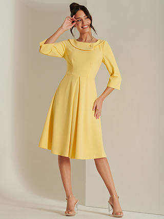 Jolie Moi Fold Neck Midi Dress, Light Yellow