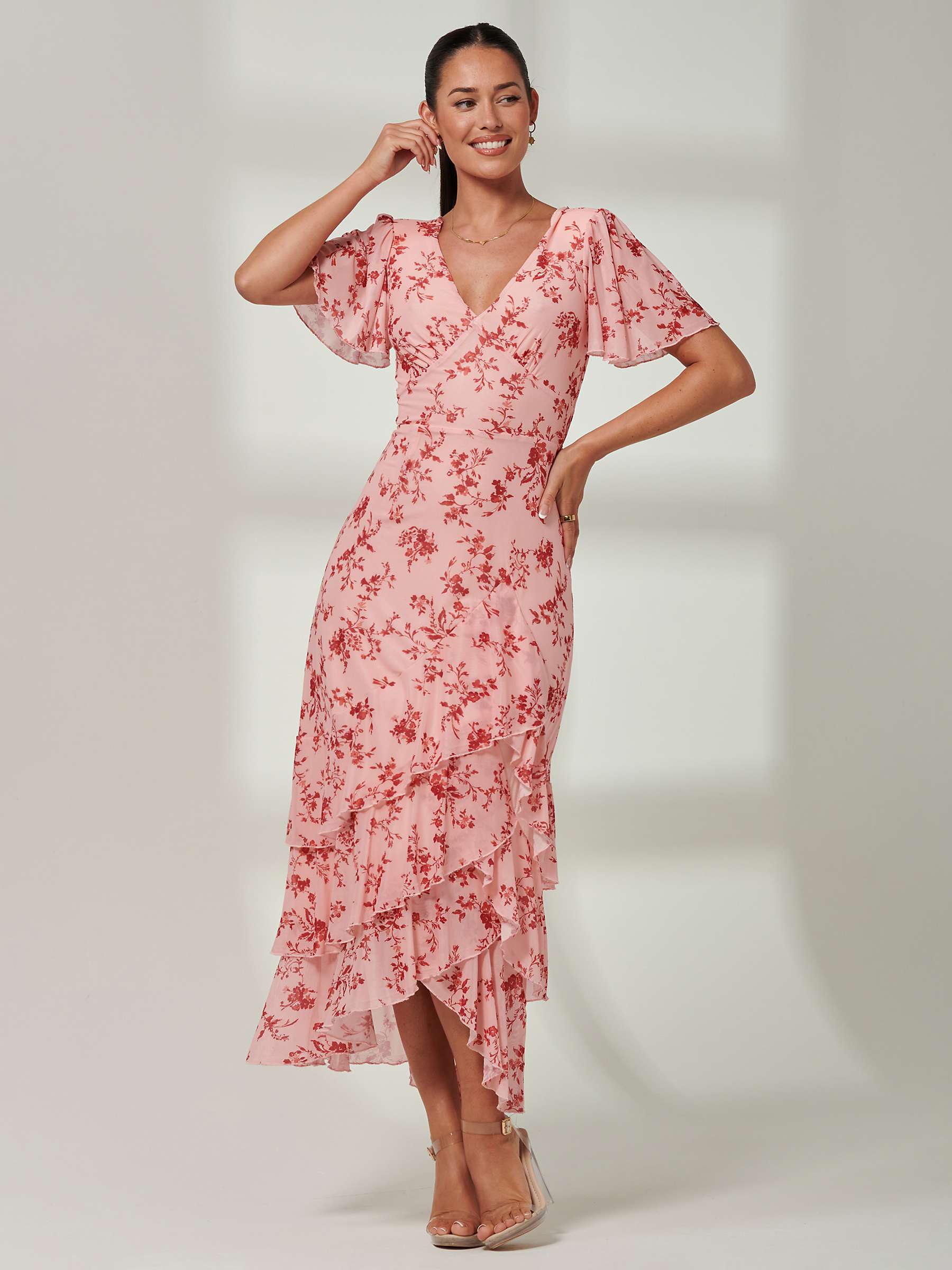 Buy Jolie Moi Daleysa Mesh Maxi Dress, Coral Pink Online at johnlewis.com