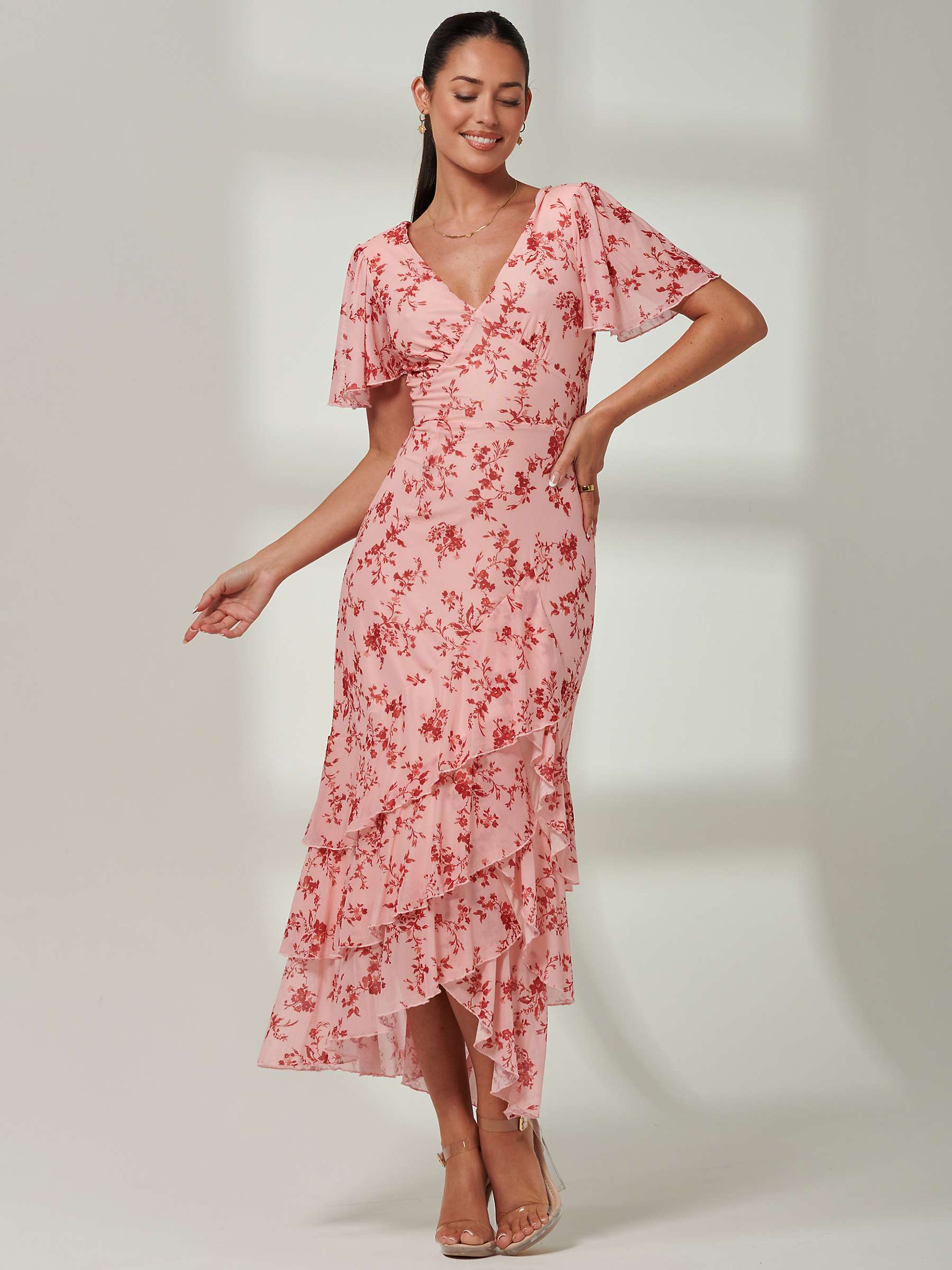 Buy Jolie Moi Daleysa Mesh Maxi Dress, Coral Pink Online at johnlewis.com