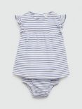 Mango Baby Rayita Striped Short Dress and Bloomer Set, Medium Blue