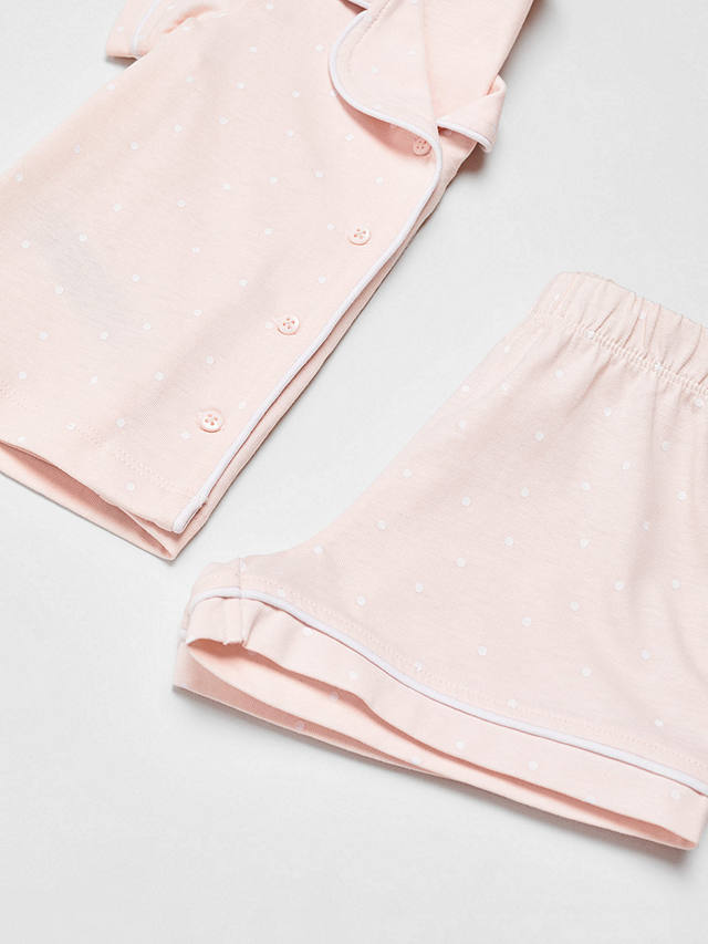 Mango Baby Cliviab Polka Dot Shorts Cotton Pyjamas, Pink