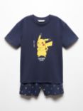 Mango Kids' Pikachu Shorts Pyjamas, Navy