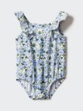 Mango Baby Hortensi Floral Print Romper Suit, Green/Multi