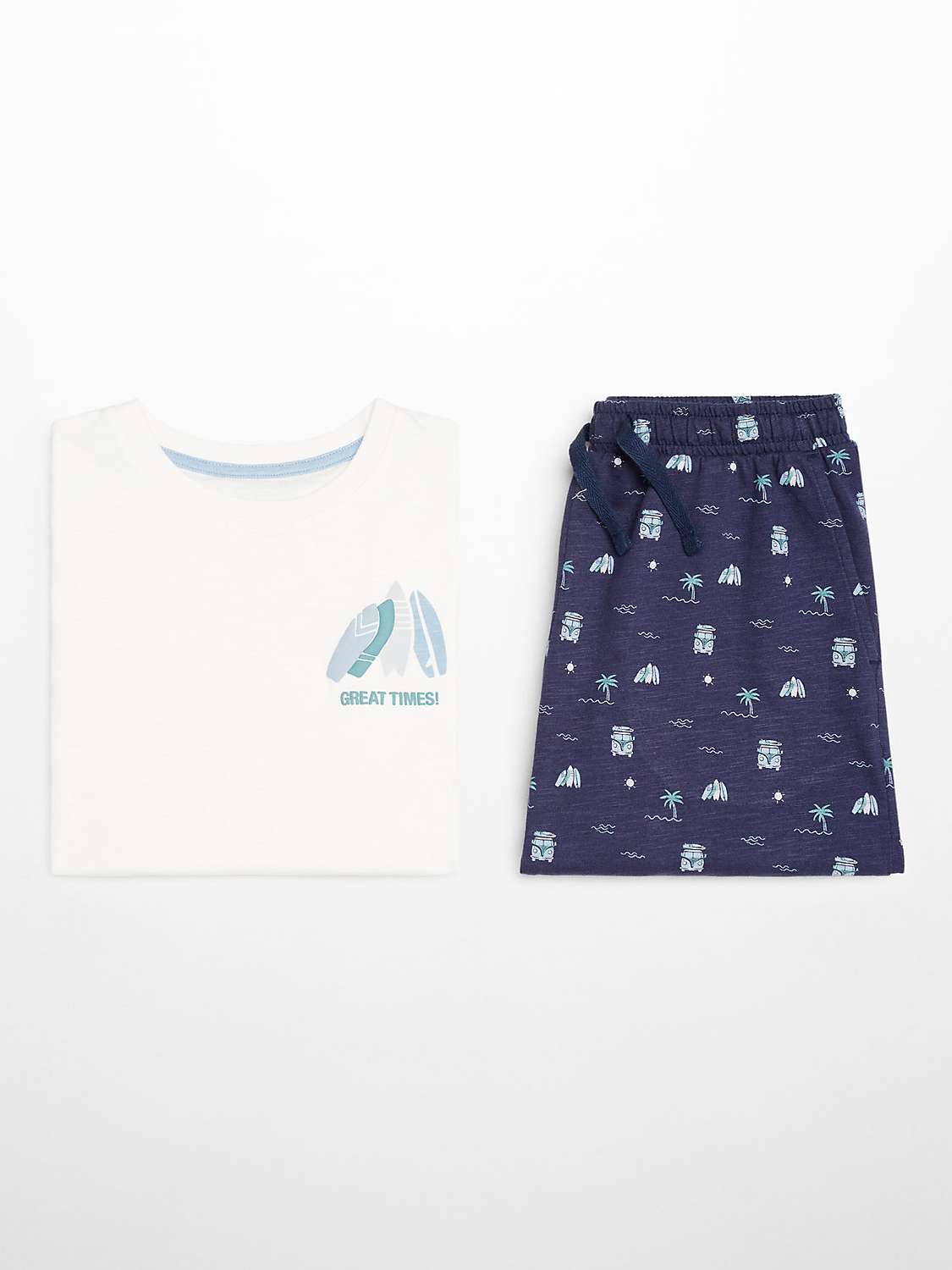Buy Mango Kids' Surfpy Print Shorts Pyjamas, Natural White/Multi Online at johnlewis.com
