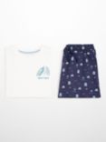 Mango Kids' Surfpy Print Shorts Pyjamas, Natural White/Multi