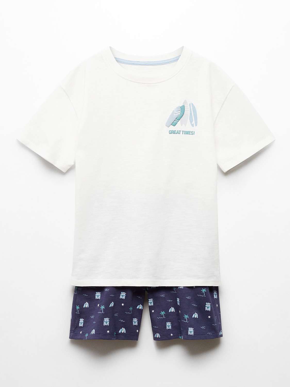Buy Mango Kids' Surfpy Print Shorts Pyjamas, Natural White/Multi Online at johnlewis.com