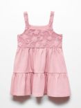 Mango Kids' Bibi Frill Floral Embroidered Dress, Pink