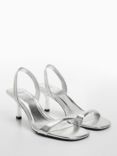 Mango Gros Metallic High Heeled Sandals, Silver