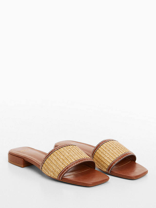 Mango Pala Raffia Strap Sandals, Medium Brown