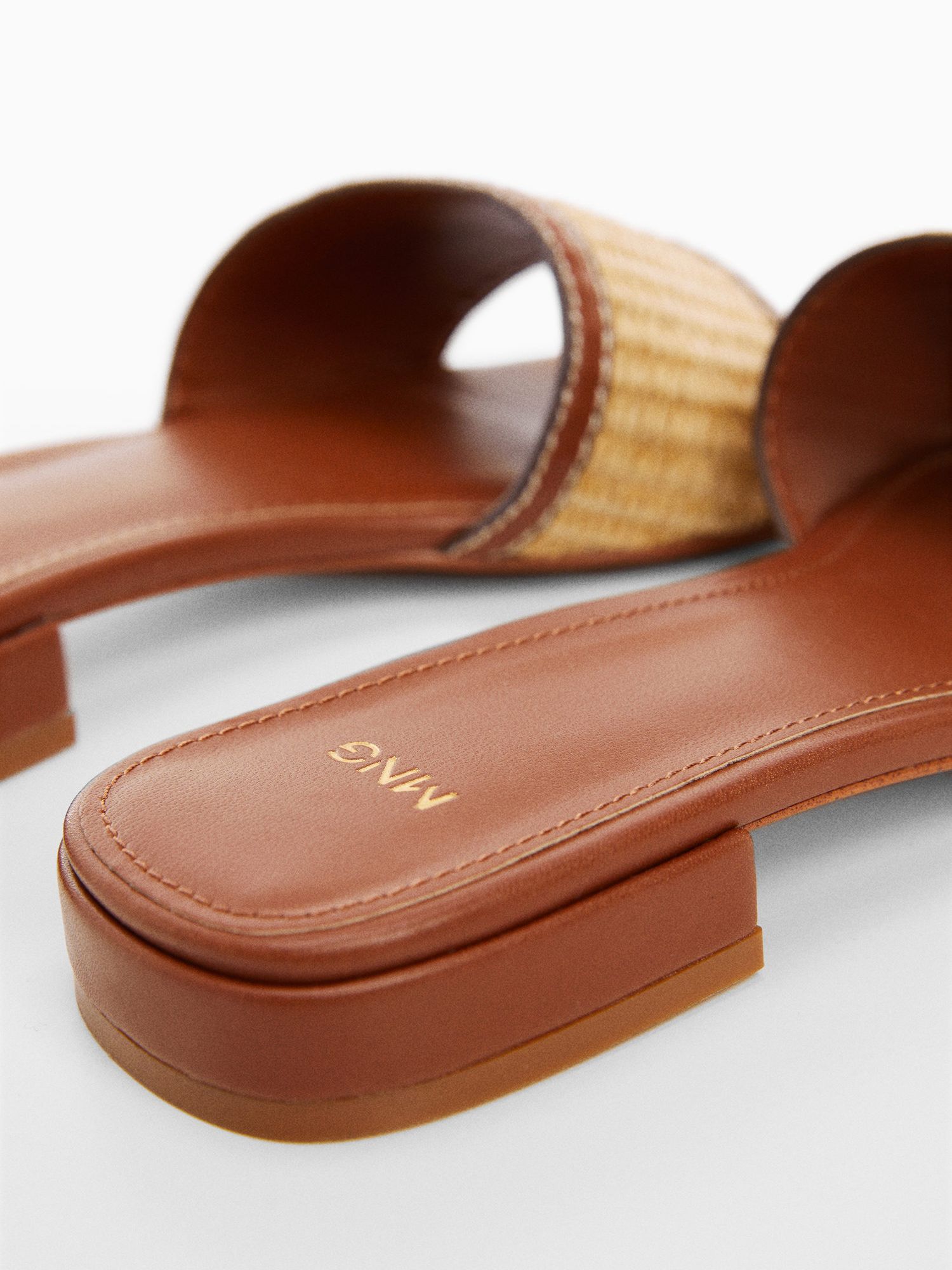 Buy Mango Pala Raffia Strap Sandals, Medium Brown Online at johnlewis.com