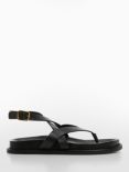 Mango Utila Leather Strap Sandals, Black