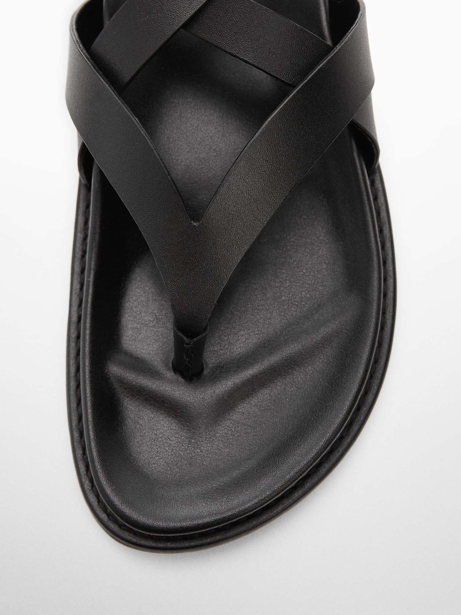 Buy Mango Utila Leather Strap Sandals, Black Online at johnlewis.com