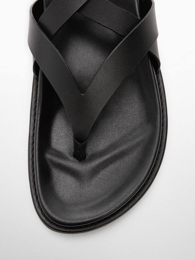 Mango Utila Leather Strap Sandals, Black