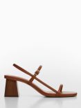 Mango Vica Block Heel Sandals, Medium Brown