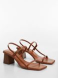 Mango Vica Block Heel Sandals, Medium Brown