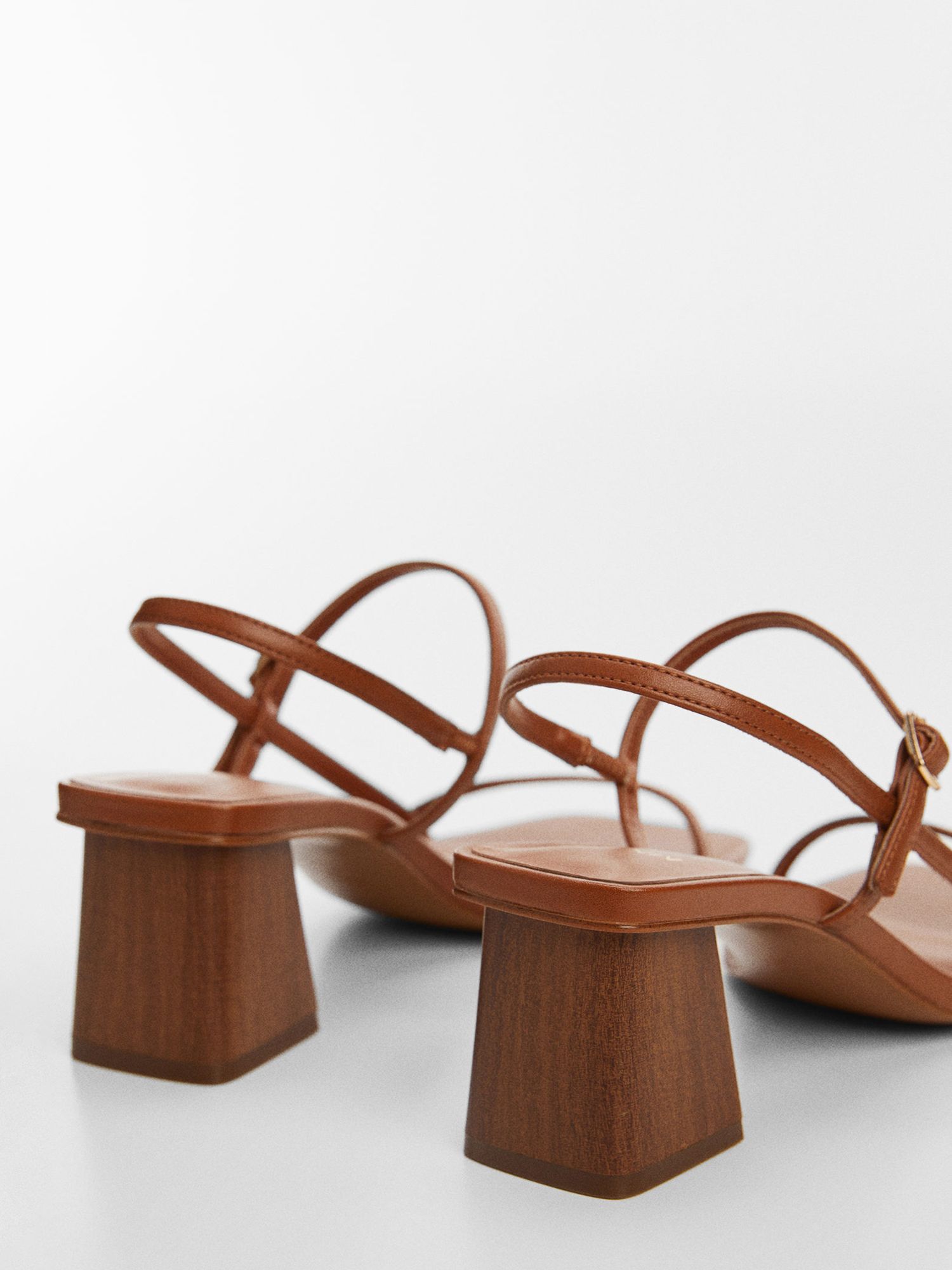 Buy Mango Vica Block Heel Sandals, Medium Brown Online at johnlewis.com
