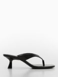 Mango Kon Kitten Heel Toe Post Sandals, Black